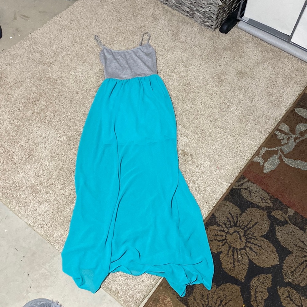 Teal and gray flowing dress size small